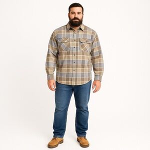 SEARS FIELD MASTER Vintage Men’s Quilted Plaid Flannel Shirt Size XL Tall